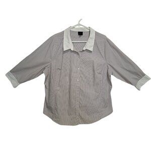 Worthington Womens Plus 2X Pinstripe Button Down Blouse